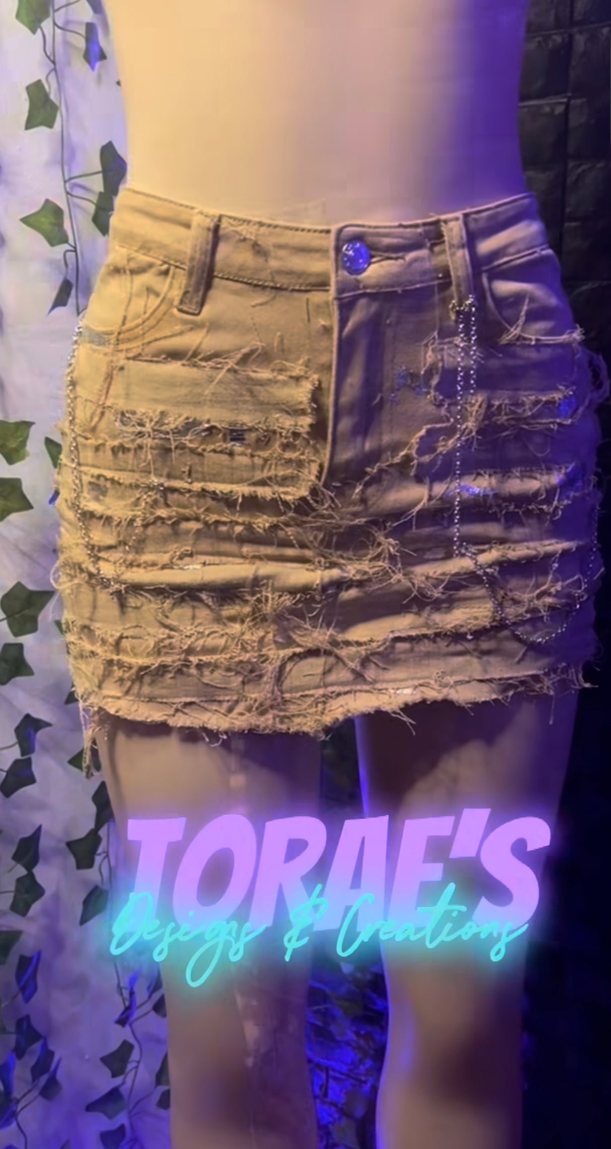 Denim Distressed Skirt