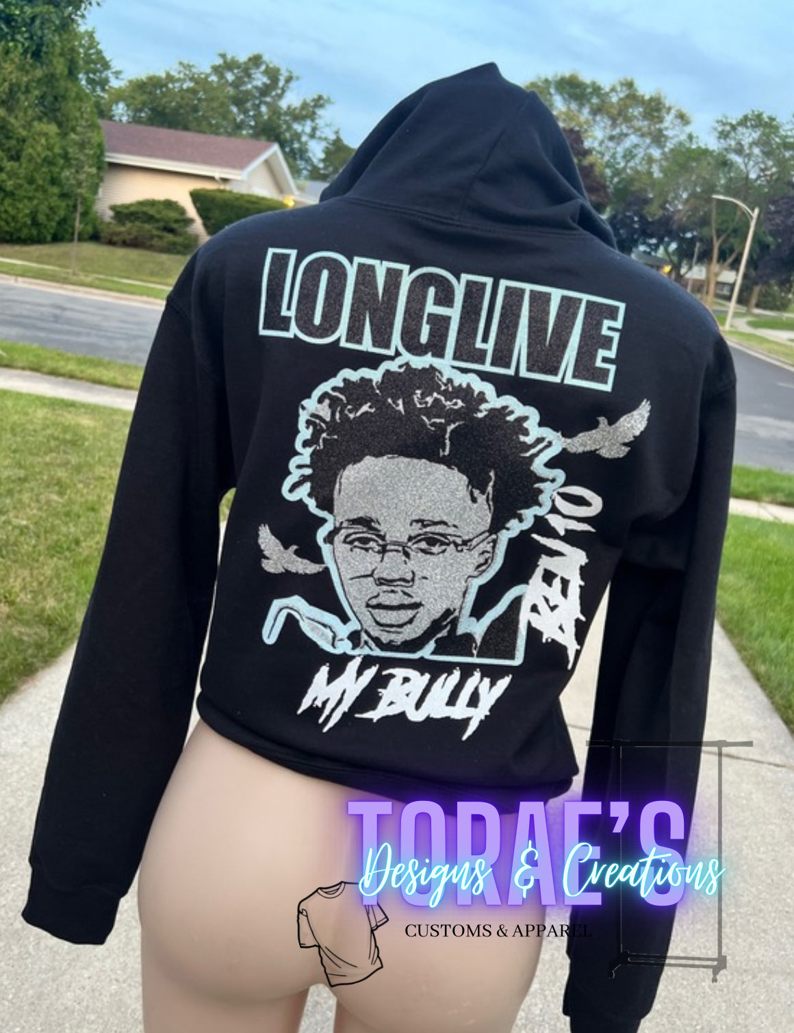 Long Live Glitter Face Zip-Up Jacket