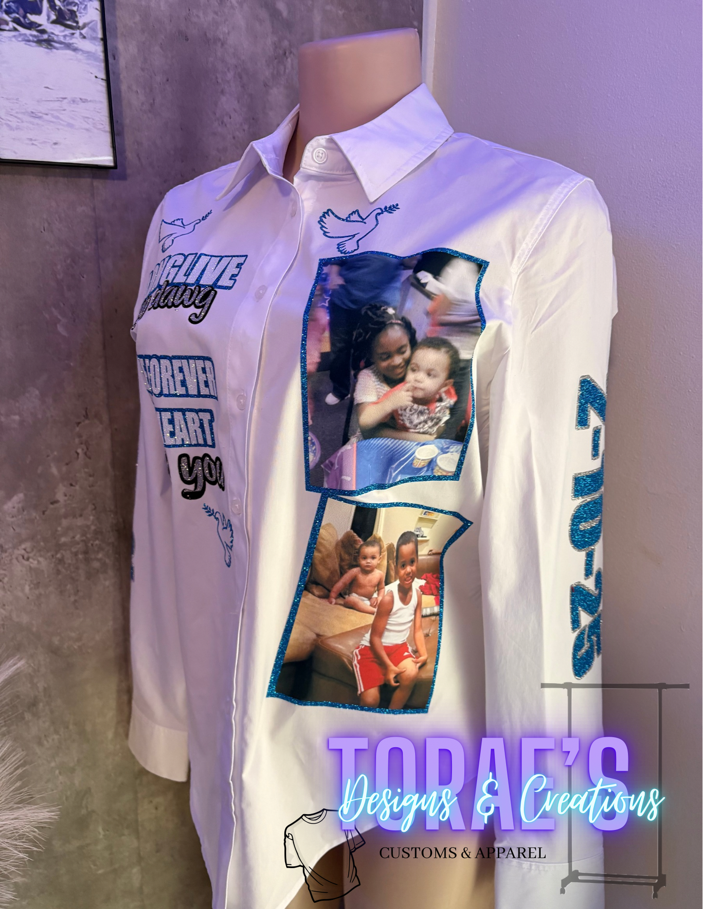 Glazed Glitter Memorial Button Up LongSleeve Shirt