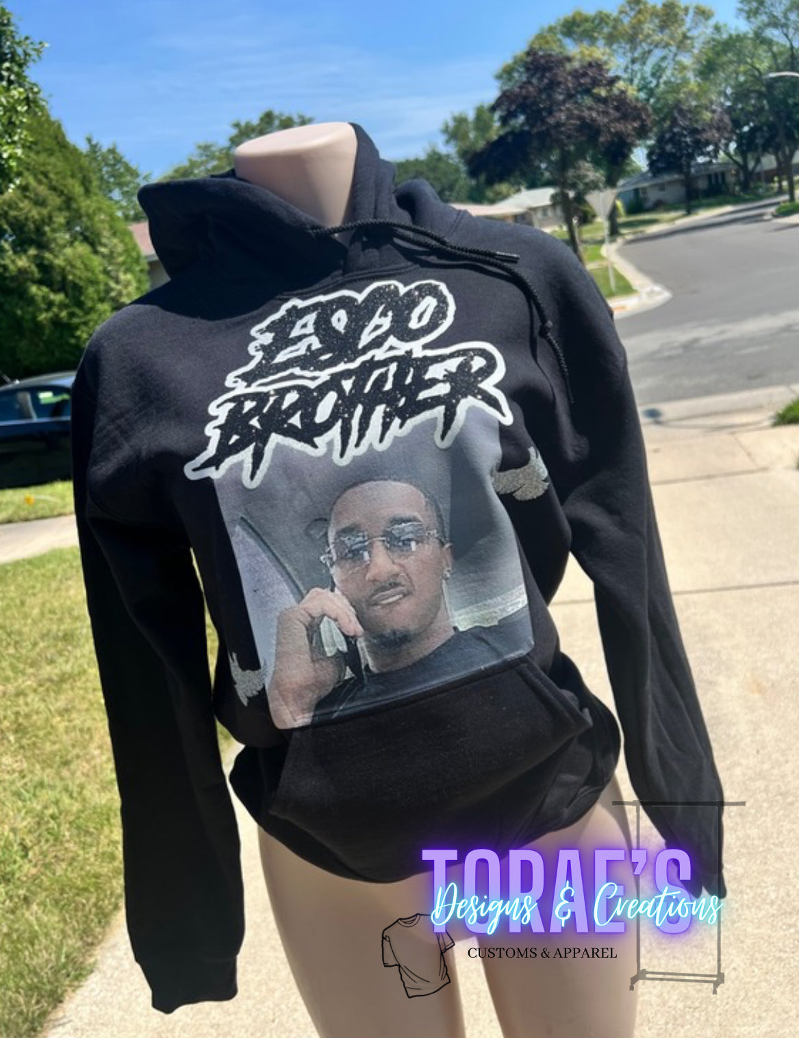 Long Live Sunset Glitter Face Hoodie