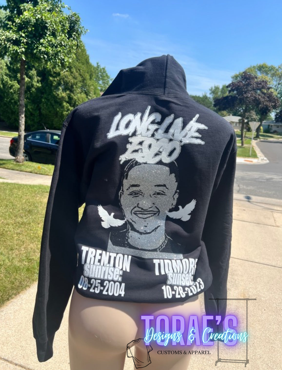 Long Live Sunset Glitter Face Hoodie