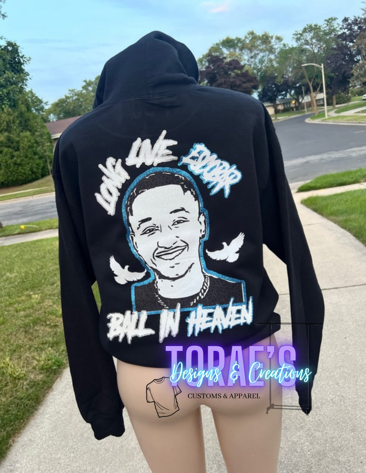 Ball In Heaven Glitter Face Hoodie!