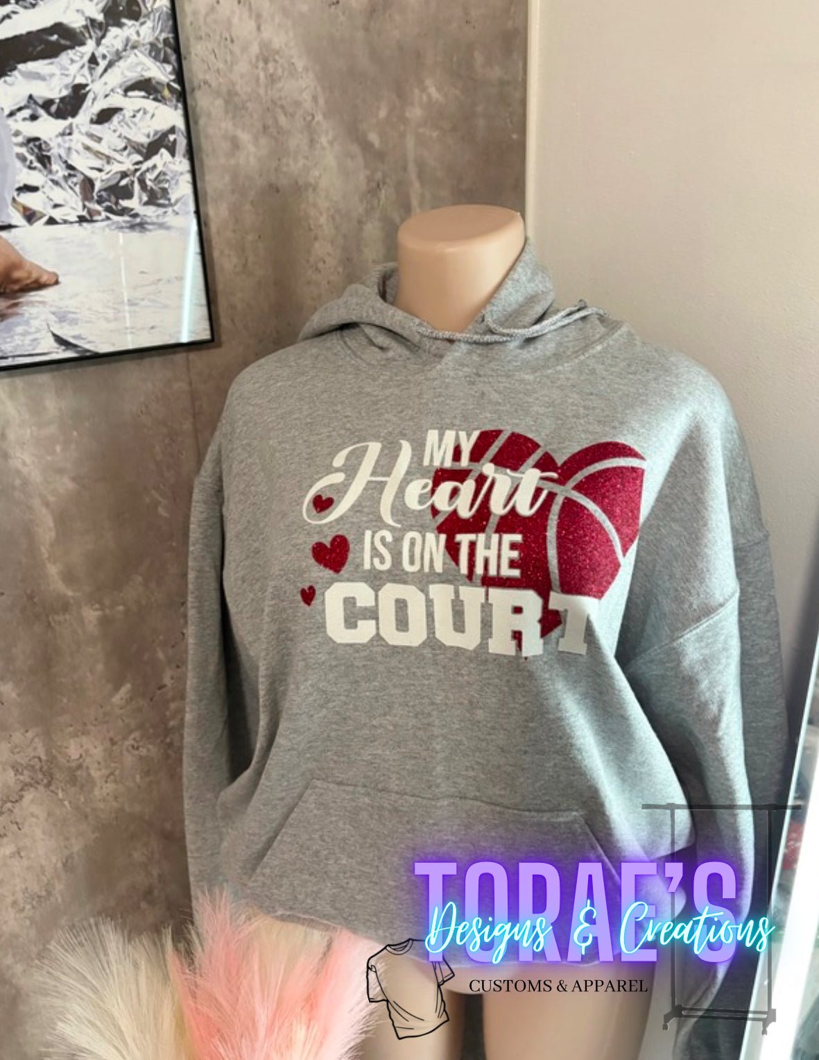 My Heart On The Court Basketball Hoodie