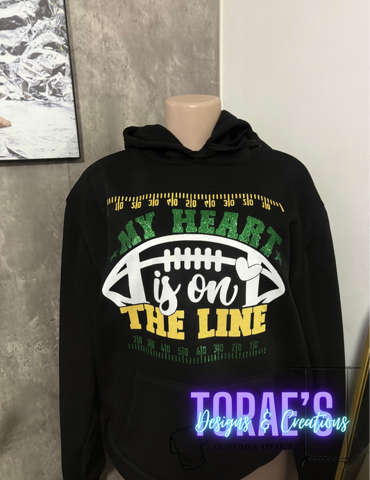 Heart On The Line Football Hoodie