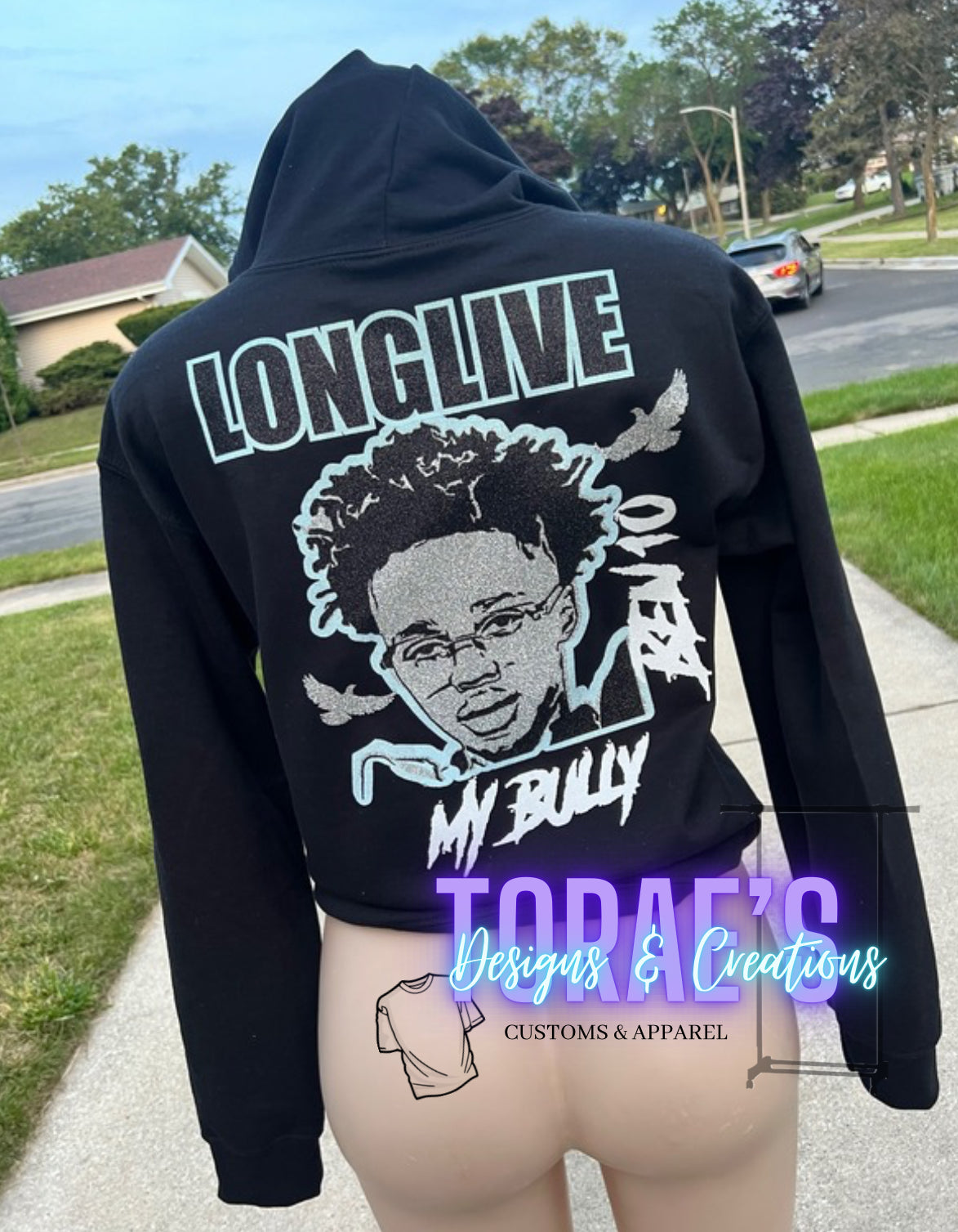 Long Live Glitter Face Zip-Up Jacket